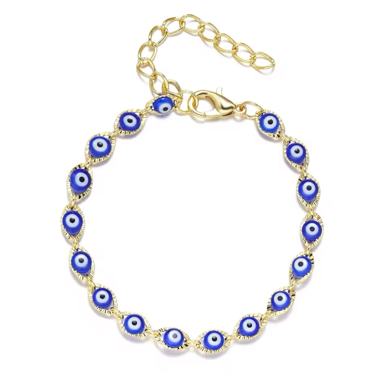 Blue Evil Eye Bracelet Fashion Turkish Lucky Resin Bead Chain Adjustable Bangle Bracelet Birthday Party Jewelry Gifts.