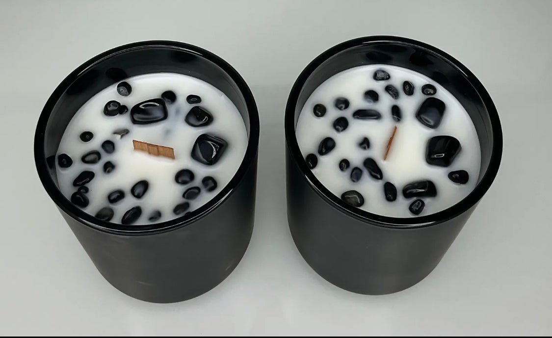 Obsidian Crystal Candle - Block Negativity.Root Chakra - Grounding Protection