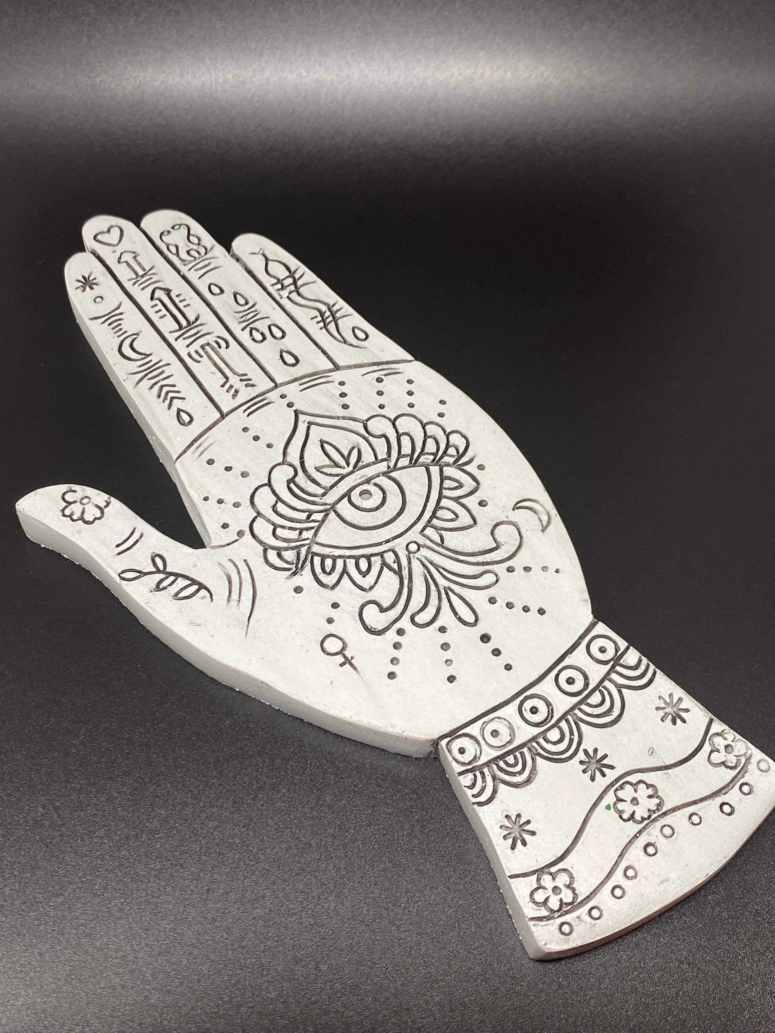 Hamsa hand palm incense burner 7.6inch heavy Solid