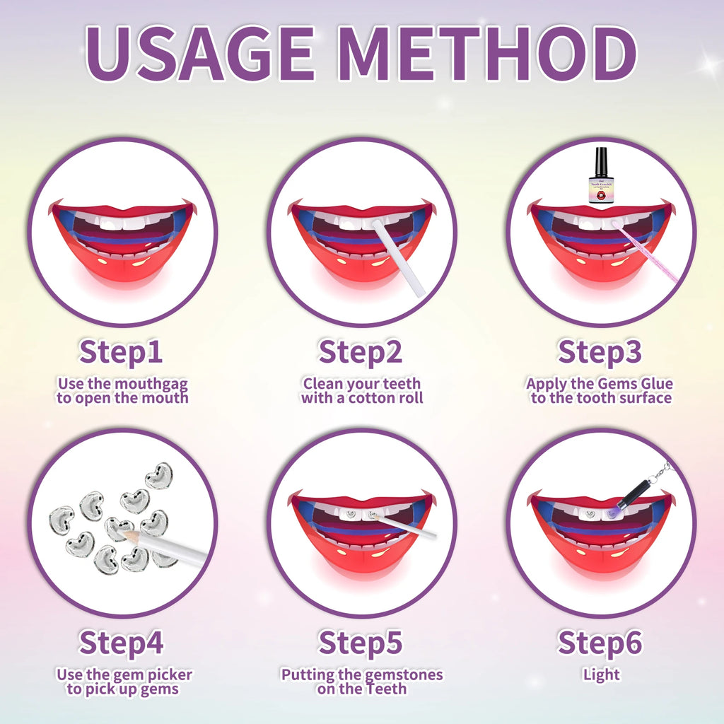 Tooth Gem Kit 1 Set Professional  Diy Love Horse Eye Crystals Jewelry Kit Teeth Gems Kit Tooth Gems Beauty Oral Decoration