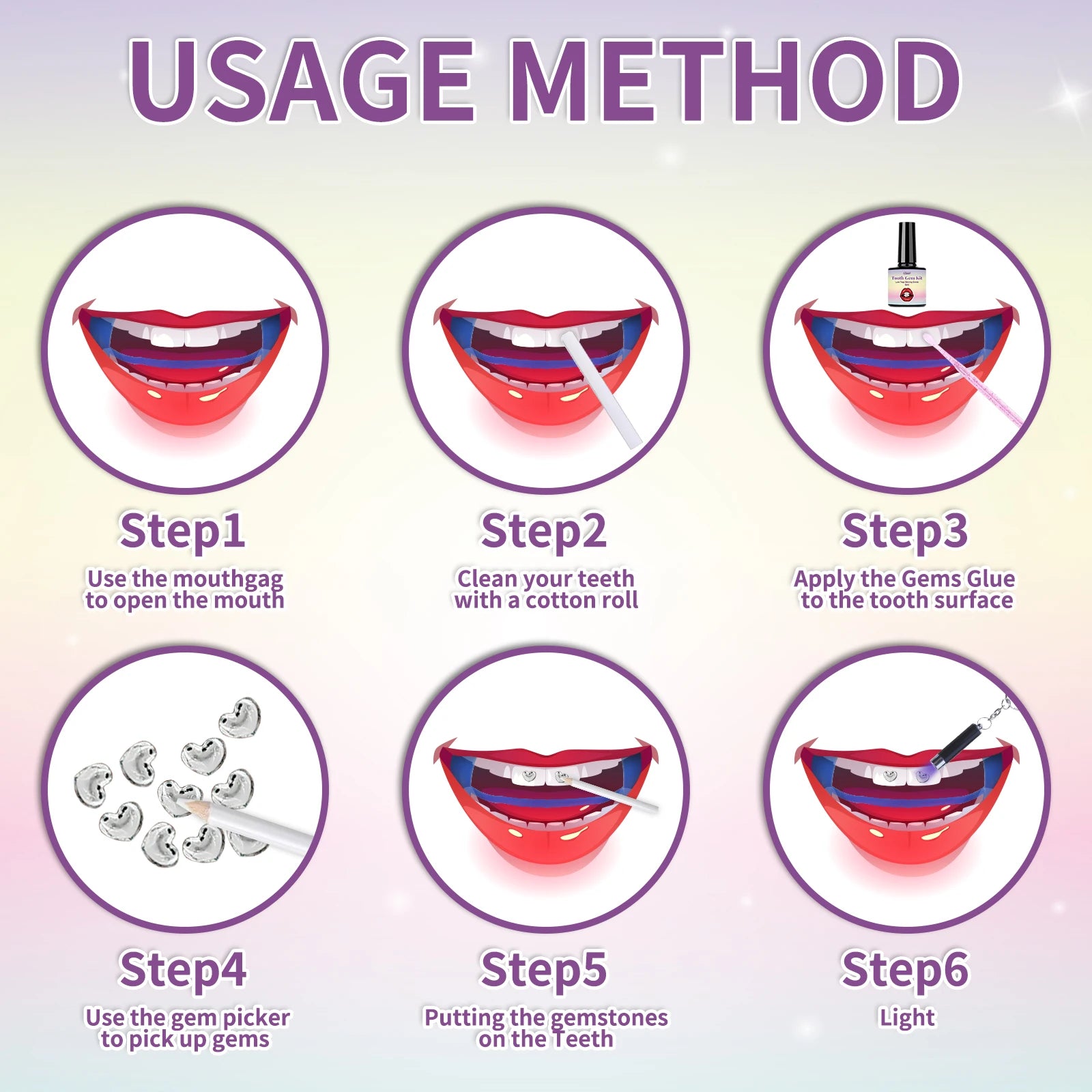 Tooth Gem Kit 1 Set Professional  Diy Love Horse Eye Crystals Jewelry Kit Teeth Gems Kit Tooth Gems Beauty Oral Decoration