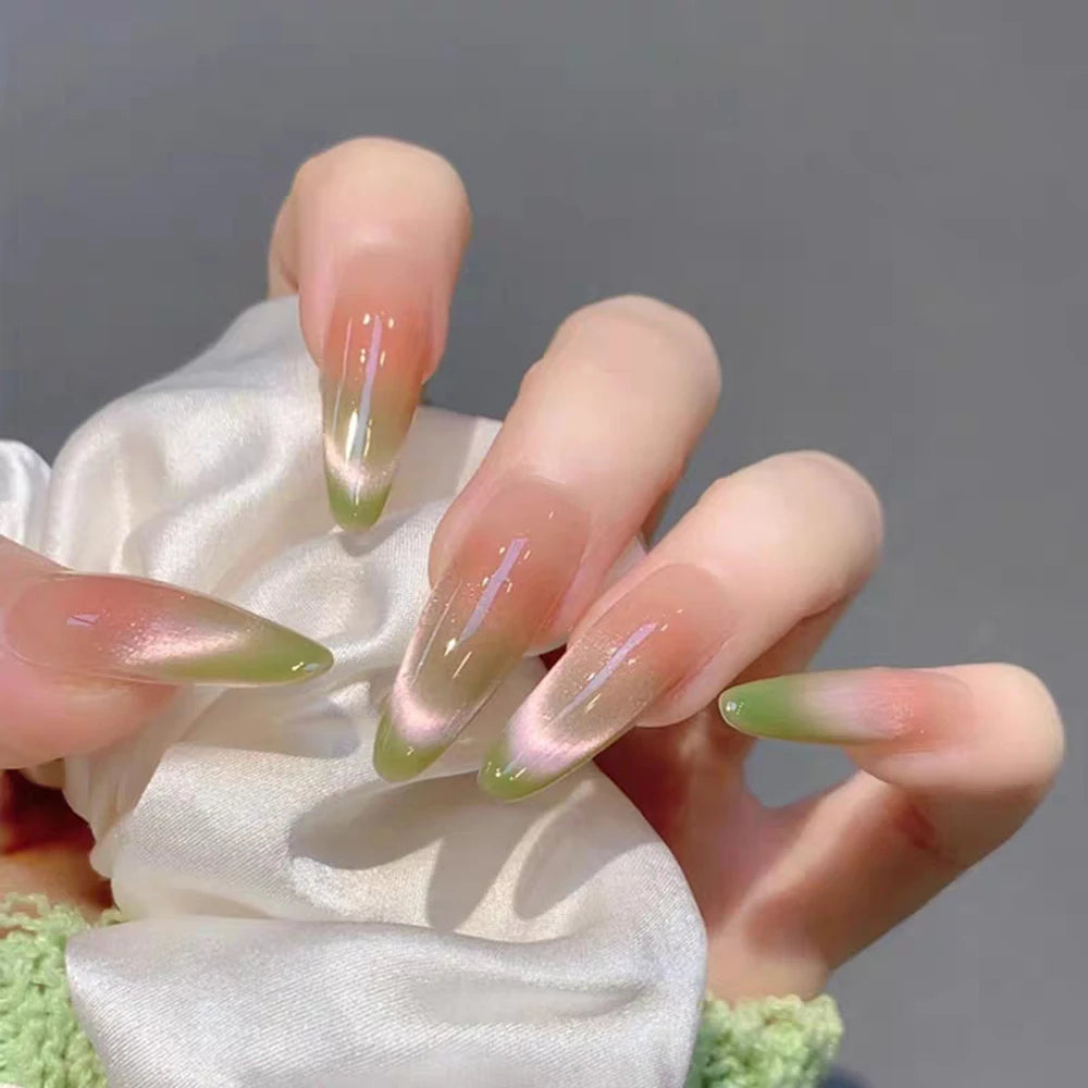 30pcs Handmade Removable Wearable Nails Kit With Adhesive Full Cover Nail Patch Fresh Gradient False Nail Fashion Manicure Gift