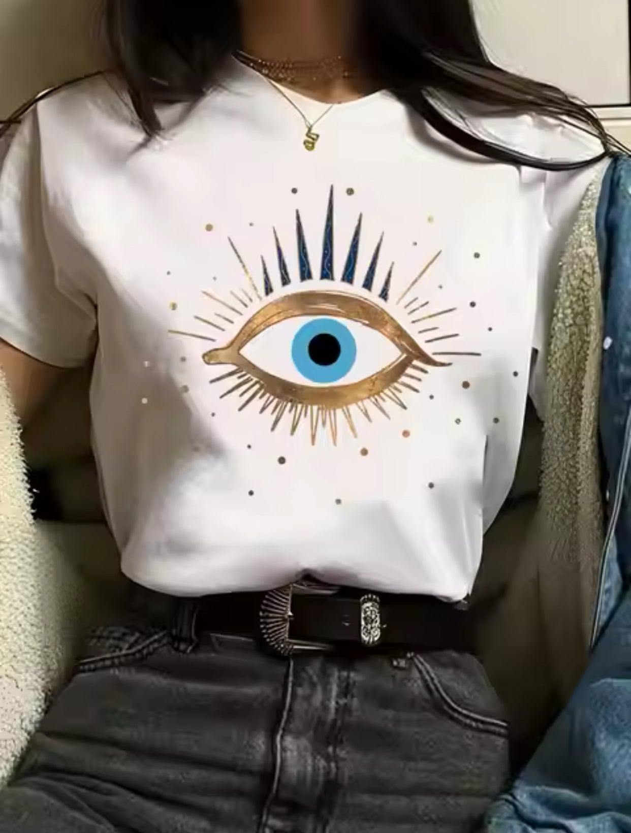 Women's  Evil Eye Print Short Sleeve T-Shirt