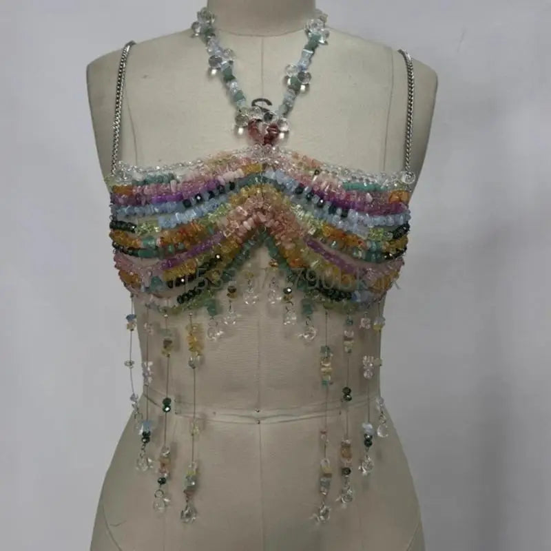 Beaded Multilayer Body Chain Bra Chest Chain Body Jewelry Accessories Women J78E