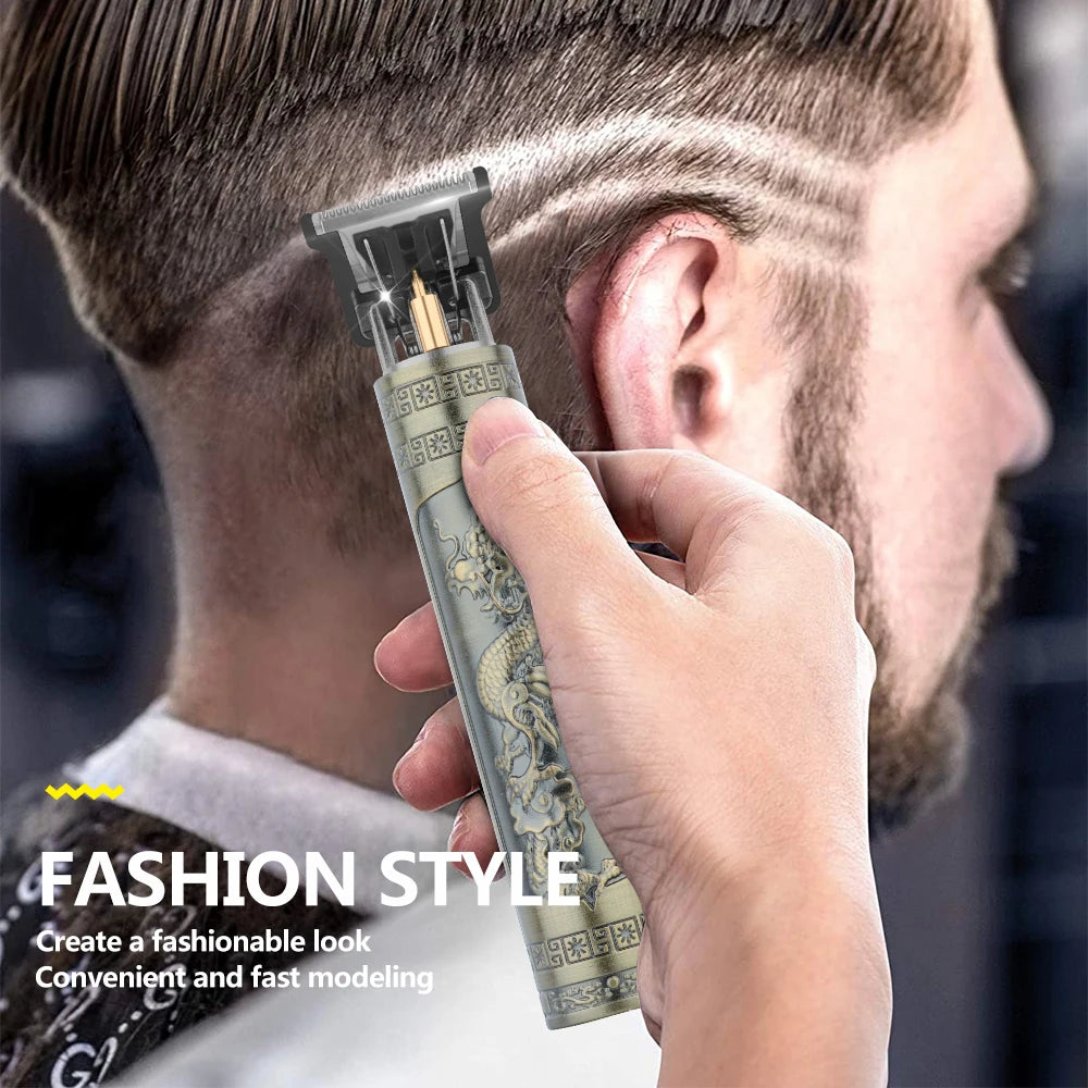 2025 T9 HairClipper Beard Shaving Body Hair Trimmer Clippers Electric Machine Men Haircut Machine 0mm Barber ShaverDragon Carved