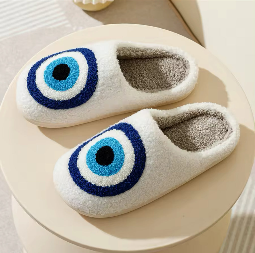 Evil Eyes Blue Embroidery slippers High Quality Women,Kids, Men Slippers Fashion Pattern Shoes Warm Home