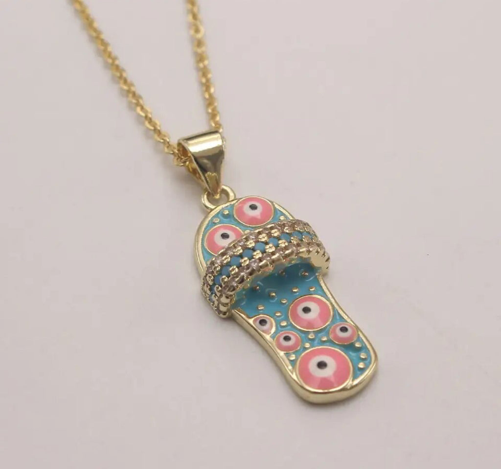 Slipper Pendant Charm in different colors with necklace