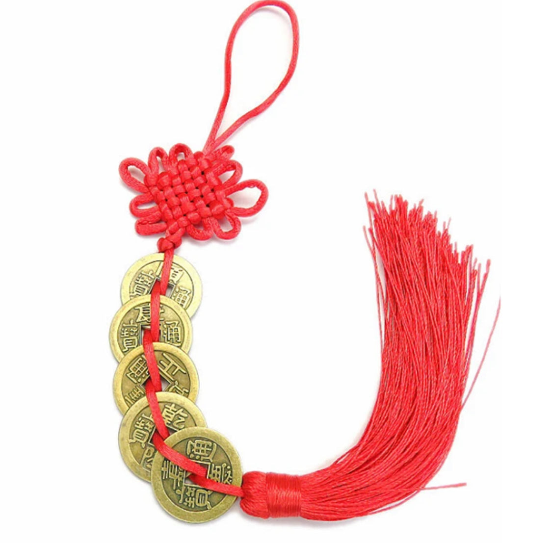 2pcs/Pack Retro Chinese Knot Wealth Success Copper Coins Lucky Charm Home Car Decoration Pendant