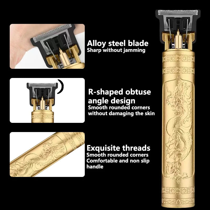 2025 T9 HairClipper Beard Shaving Body Hair Trimmer Clippers Electric Machine Men Haircut Machine 0mm Barber ShaverDragon Carved