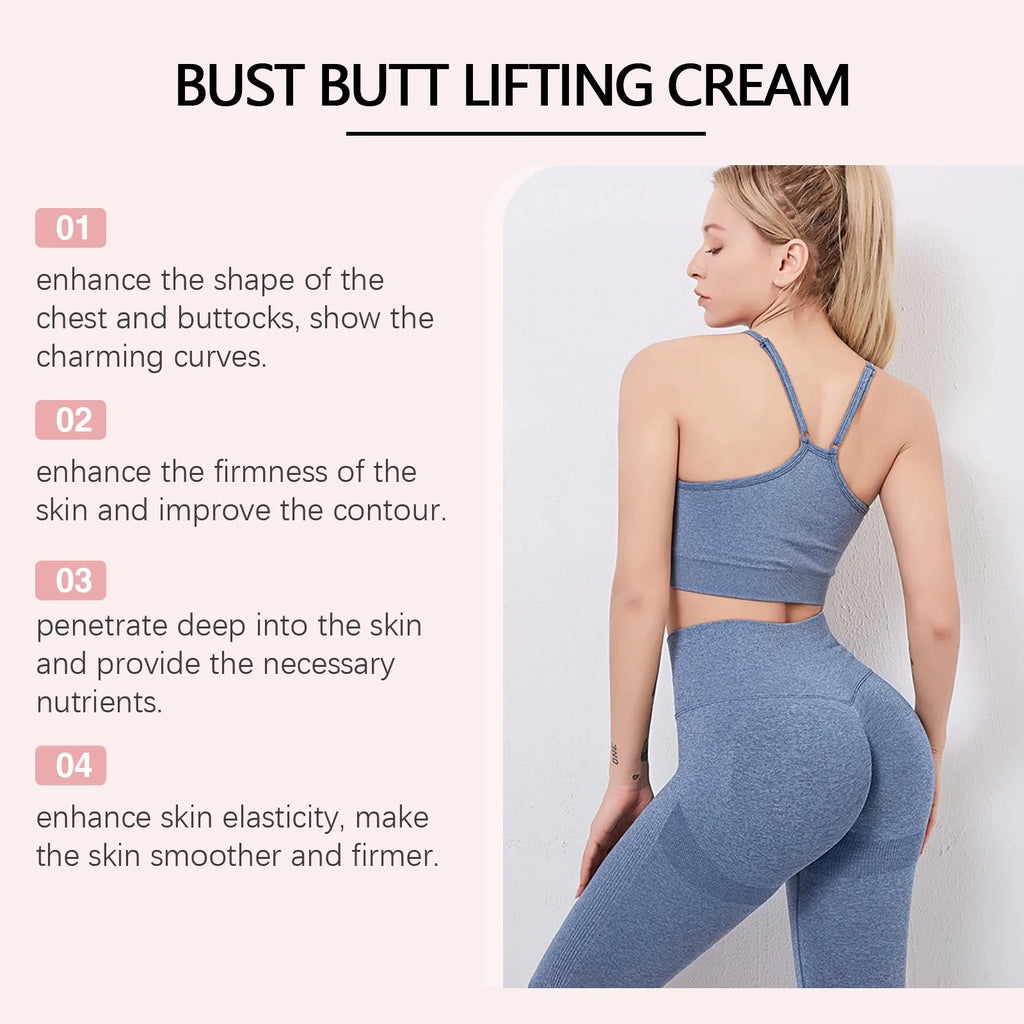 his specialized hip firming cream is designed to support the appearance of fuller, firmer buttocks by nourishing and moisturizing the skin. Formulated to help prevent sagging, it promotes a lifted, plump look while enhancing overall skin.