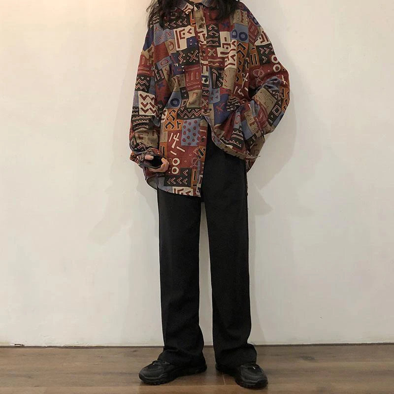 Vintage Harajuku Women Blouses Streetwear Oversized Korean Elegant Shirt Long Sleeve Female Y2K Casual Turn Down Collar Tops