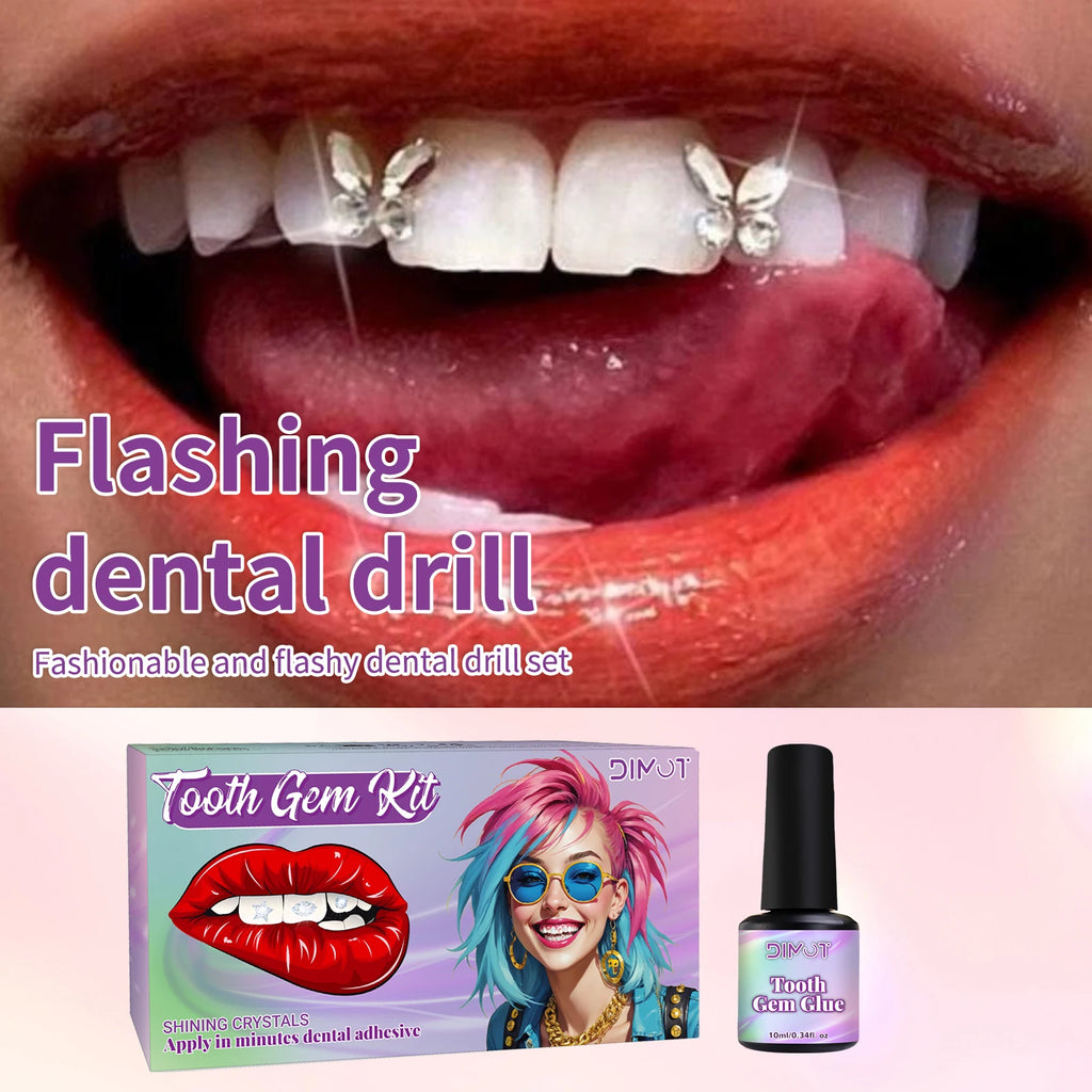 Tooth Gem Kit Tooth DIY Crystals Jewelry with Glue and Light Starter Tooth Gems Kit for Teeth Shining Temporary Teeth Crystal