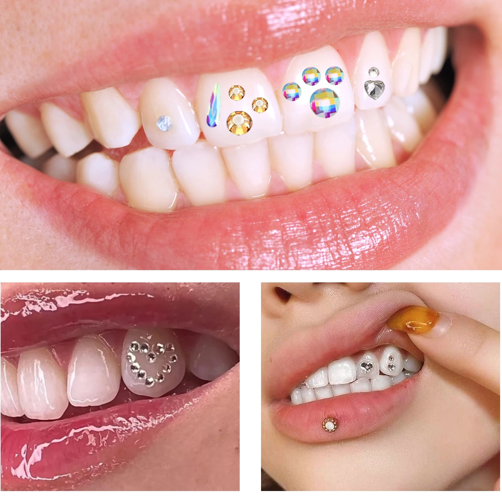 Tooth Gem Kit Tooth DIY Crystals Jewelry with Glue and Light Starter Tooth Gems Kit for Teeth Shining Temporary Teeth Crystal