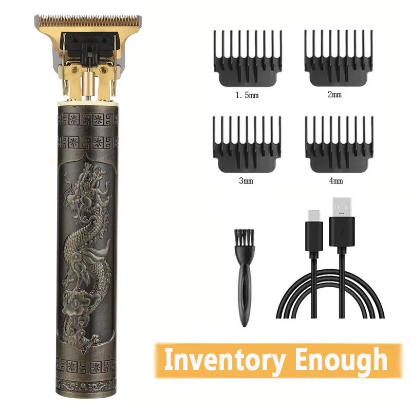 2025 T9 HairClipper Beard Shaving Body Hair Trimmer Clippers Electric Machine Men Haircut Machine 0mm Barber ShaverDragon Carved