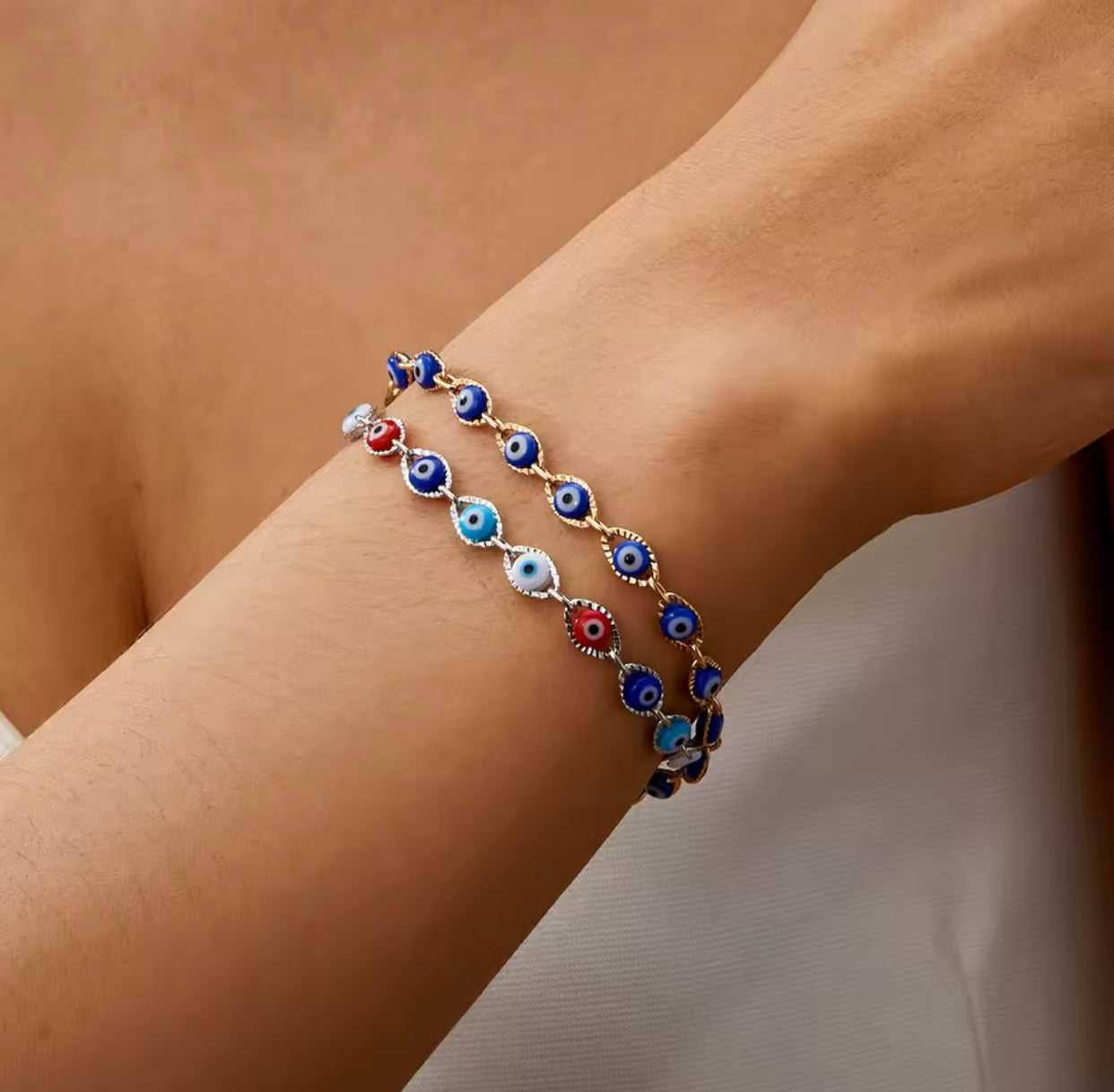 Blue Evil Eye Bracelet Fashion Turkish Lucky Resin Bead Chain Adjustable Bangle Bracelet Birthday Party Jewelry Gifts.