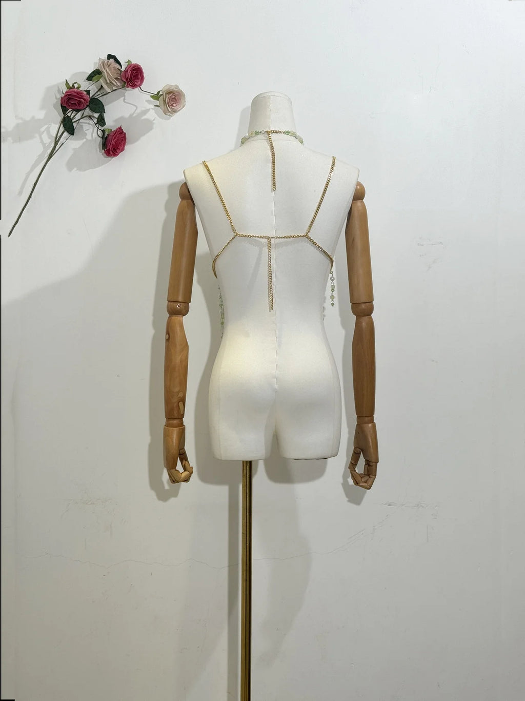 Sexy Women Handmade Body Chain Fashion Jewelry Bikini Bra Beaded Halter Romantic Tank Top Beahwear See Through Lingeie