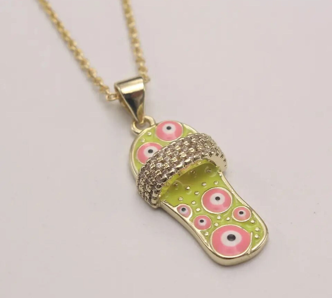 Slipper Pendant Charm in different colors with necklace