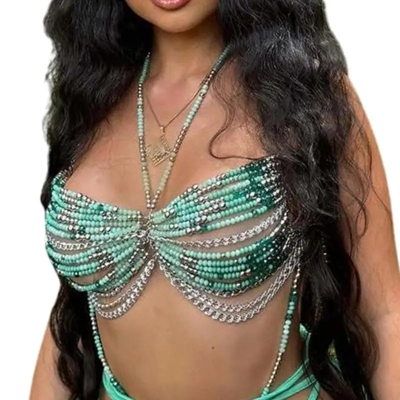 Retail/Drop Shipping Pearls Body Chain Bra Multilayer Body Chain Harness Body Jewelry Accessories