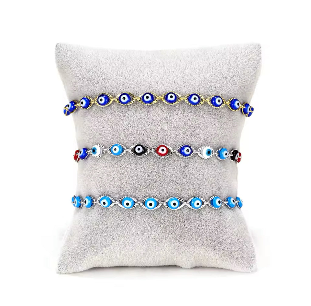 Blue Evil Eye Bracelet Fashion Turkish Lucky Resin Bead Chain Adjustable Bangle Bracelet Birthday Party Jewelry Gifts.