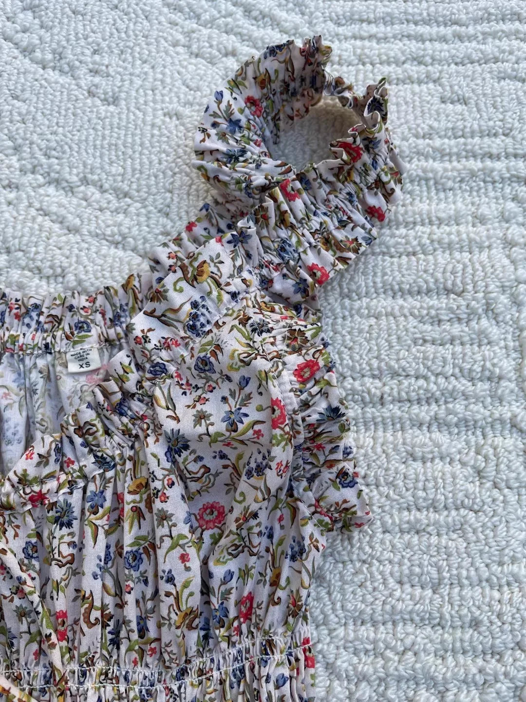 Pure Cotton Women Floral Printed Vest Dress U-Neck Sleeveless Elastic Waist Elegant Ladies Robe