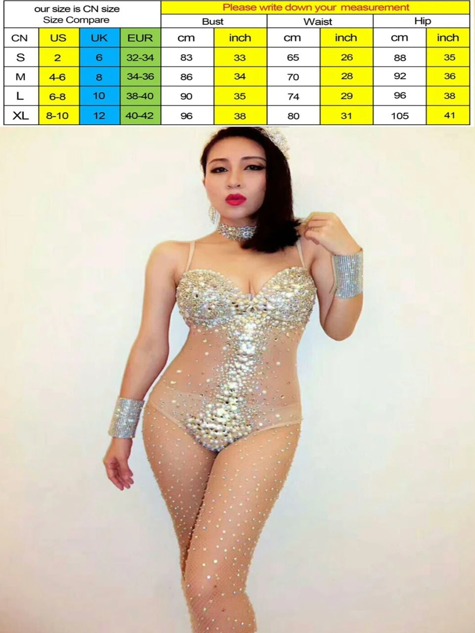 Female Singer Sexy Mesh Luxury Full Diamond Onesie With Triangular High Fork - Stage Performance & Photo Suit Elegant Ball Gowns