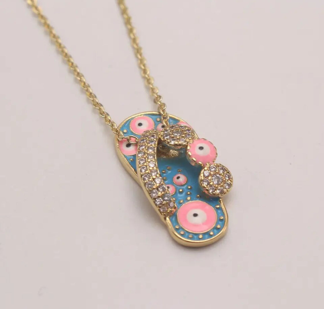 Slipper Pendant Charm in different colors with necklace