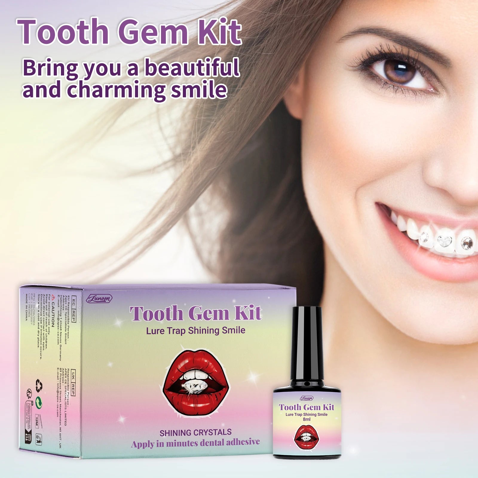 Tooth Gem Kit 1 Set Professional  Diy Love Horse Eye Crystals Jewelry Kit Teeth Gems Kit Tooth Gems Beauty Oral Decoration
