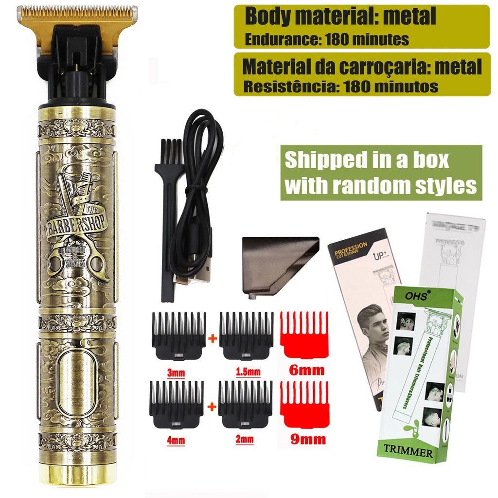 2025 T9 HairClipper Beard Shaving Body Hair Trimmer Clippers Electric Machine Men Haircut Machine 0mm Barber ShaverDragon Carved