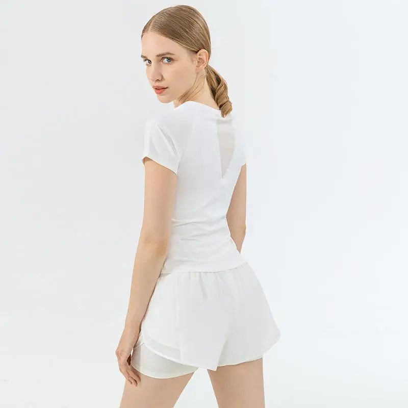 Yoga Sports Top Women's Slim Short Sleeve T-shirt Children's Set Casual Breathable Fitness Clothing Yoga Suit