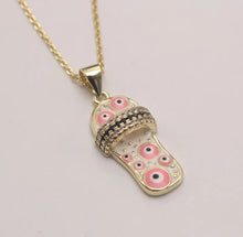 Load image into Gallery viewer, Slipper Pendant Charm in different colors with necklace
