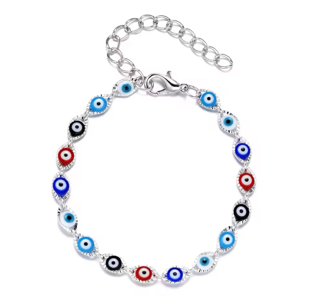 Blue Evil Eye Bracelet Fashion Turkish Lucky Resin Bead Chain Adjustable Bangle Bracelet Birthday Party Jewelry Gifts.