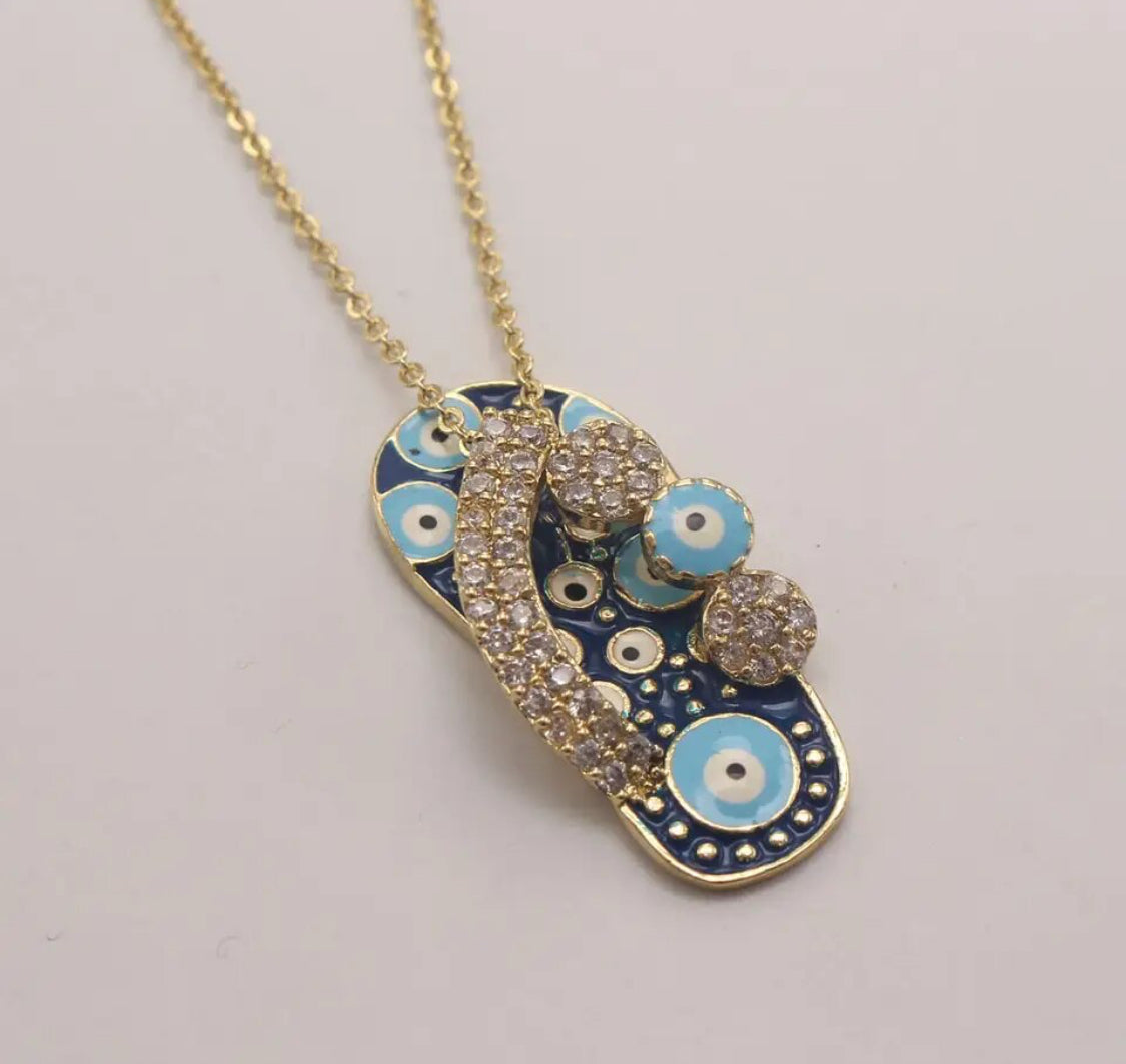 Slipper Pendant Charm in different colors with necklace