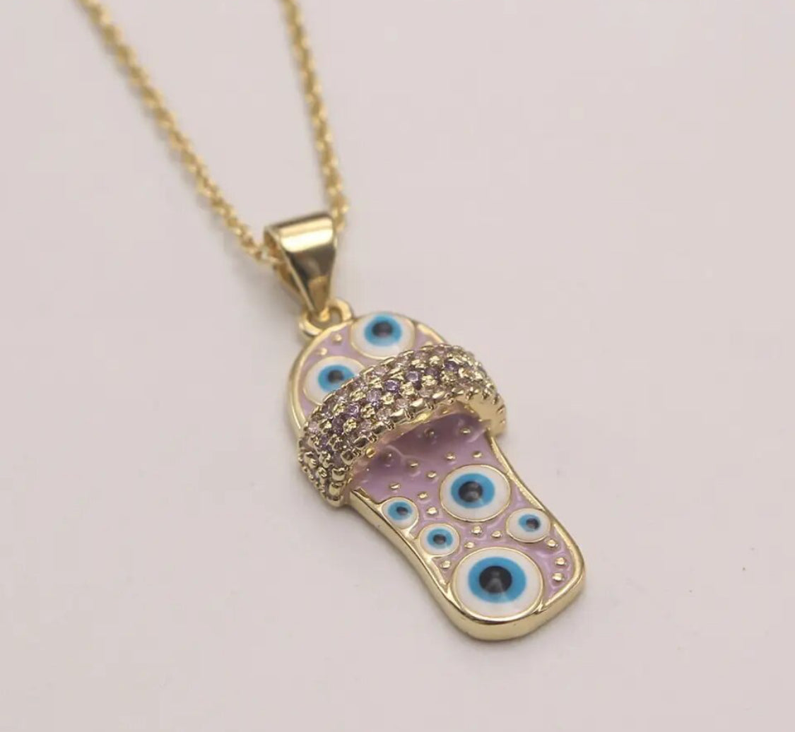 Slipper Pendant Charm in different colors with necklace