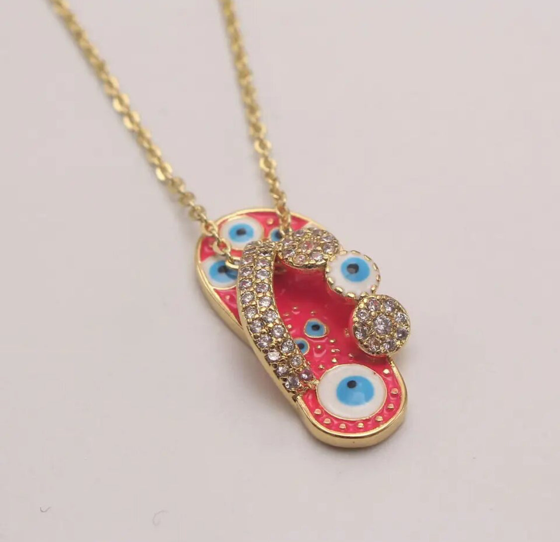 Slipper Pendant Charm in different colors with necklace