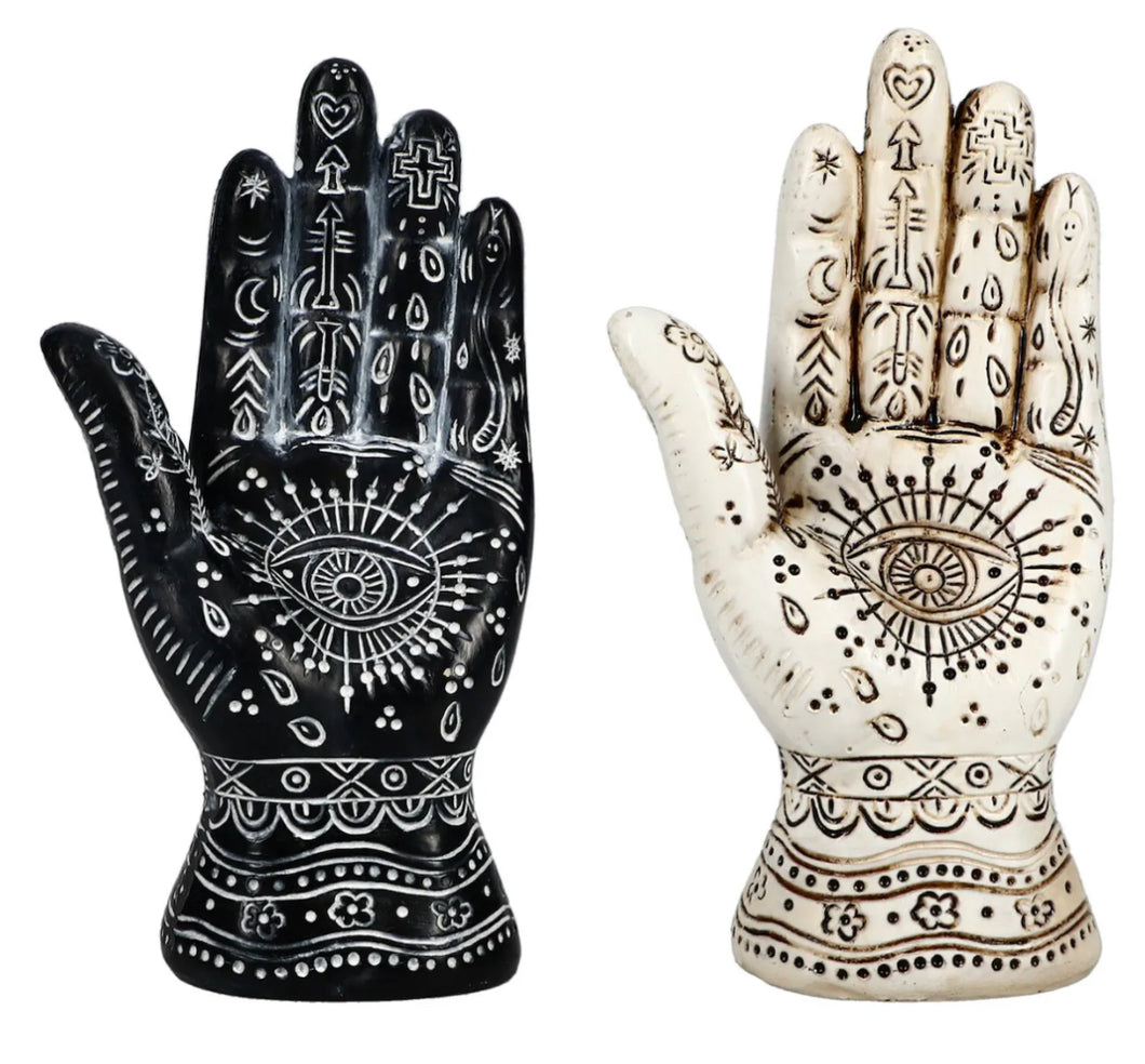 Psychic Fortune Teller Chirology Palmistry Hand Palm Figurine (Black)or (White)