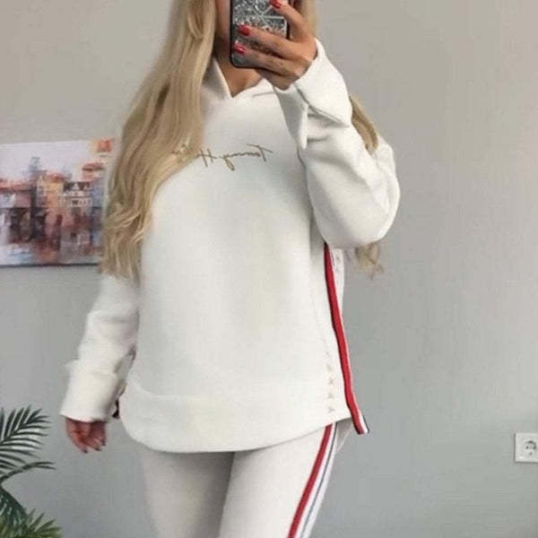 Casual Hoodie Top And Slim Fit Bottoms Set