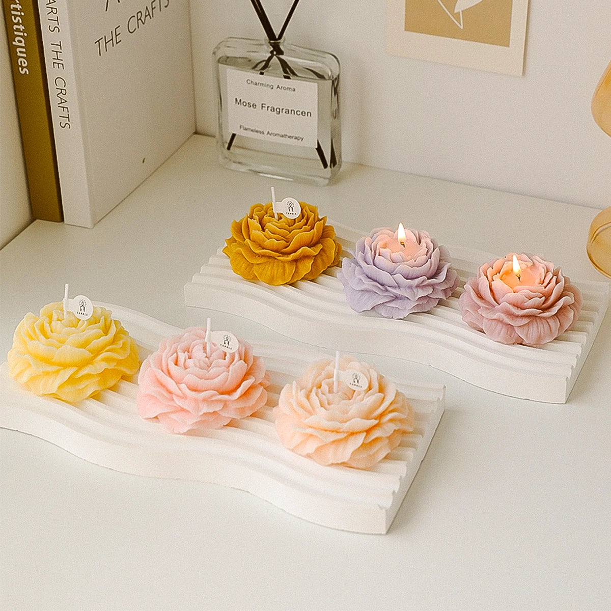 3D Peony Aromatic Candle Creative Flower Shape Aromatherapy Day Scented