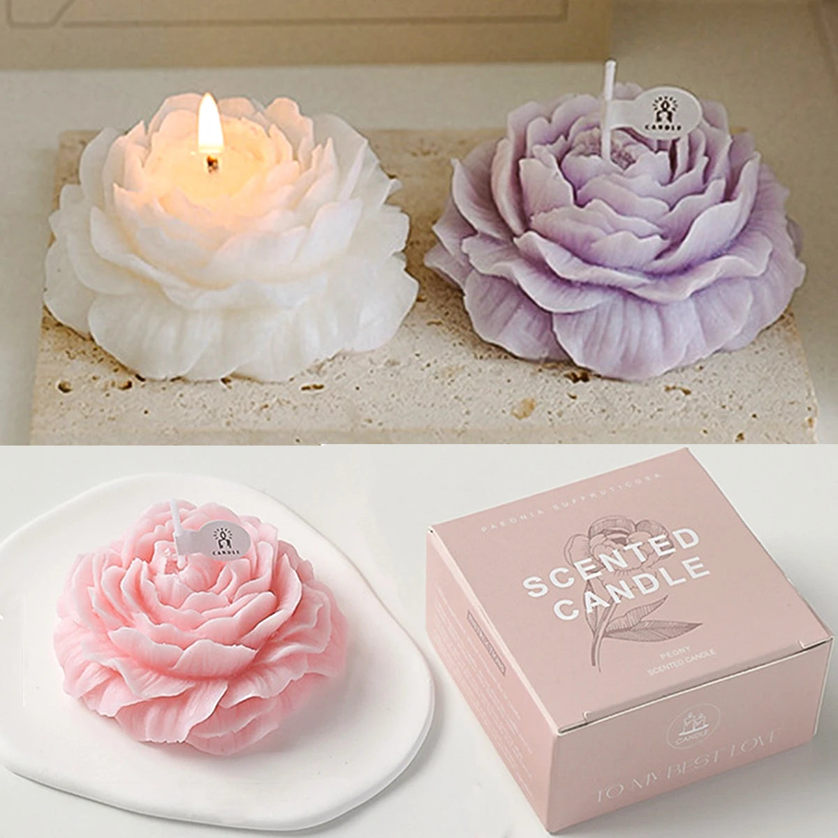 3D Peony Aromatic Candle Creative Flower Shape Aromatherapy Day Scented