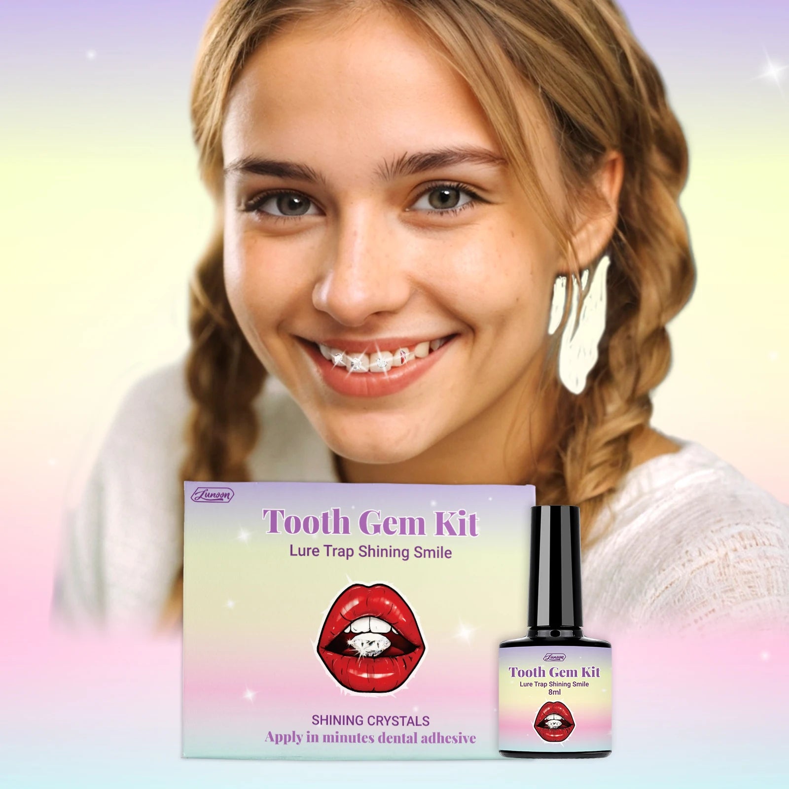 Tooth Gem Kit 1 Set Professional  Diy Love Horse Eye Crystals Jewelry Kit Teeth Gems Kit Tooth Gems Beauty Oral Decoration