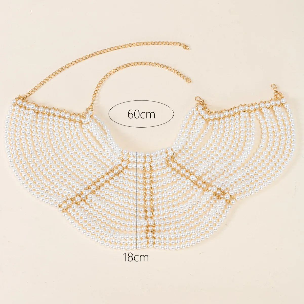 Luxury Ivory Plastic Pearls Woven Camisole Breast Chain Gown Dress Pearls Shoulder Chain Jewelry Party Night Clubwear Body Chain