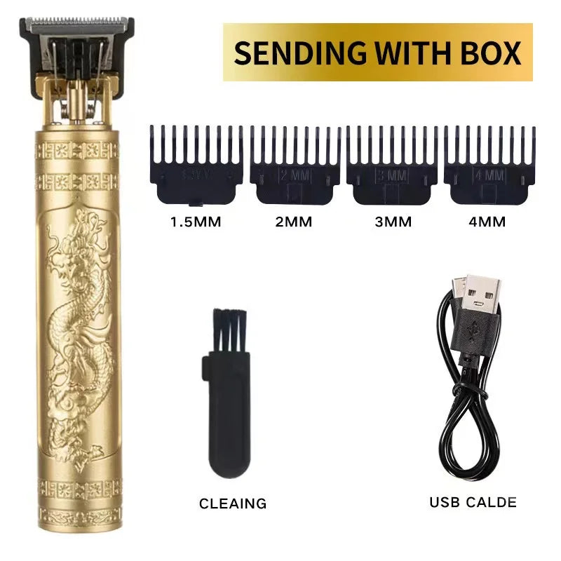 2025 T9 HairClipper Beard Shaving Body Hair Trimmer Clippers Electric Machine Men Haircut Machine 0mm Barber ShaverDragon Carved