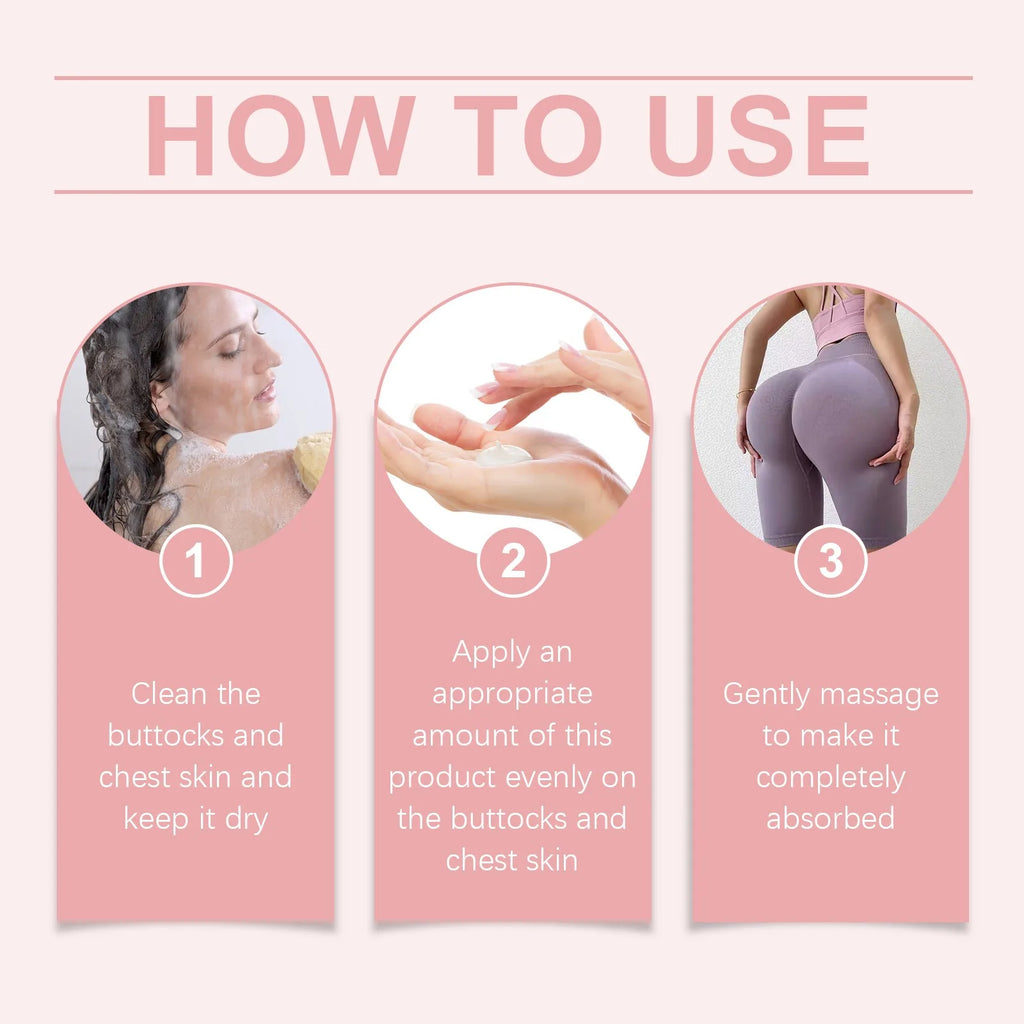 his specialized hip firming cream is designed to support the appearance of fuller, firmer buttocks by nourishing and moisturizing the skin. Formulated to help prevent sagging, it promotes a lifted, plump look while enhancing overall skin.