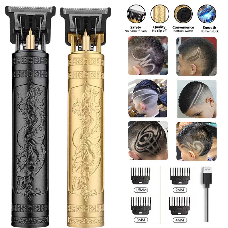 2025 T9 HairClipper Beard Shaving Body Hair Trimmer Clippers Electric Machine Men Haircut Machine 0mm Barber ShaverDragon Carved