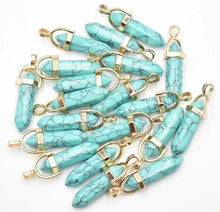 Load image into Gallery viewer, 1pc Natural Turquoise Stone Hexagonal Column Pendant
