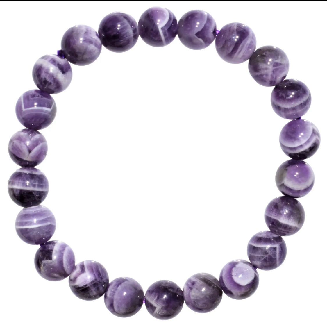 CHARGED Chevron Amethyst Crystal 8mm Bead Stretchy Bracelet