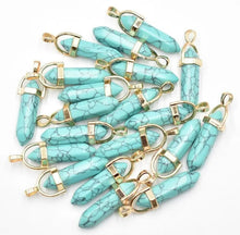 Load image into Gallery viewer, 1pc Natural Turquoise Stone Hexagonal Column Pendant
