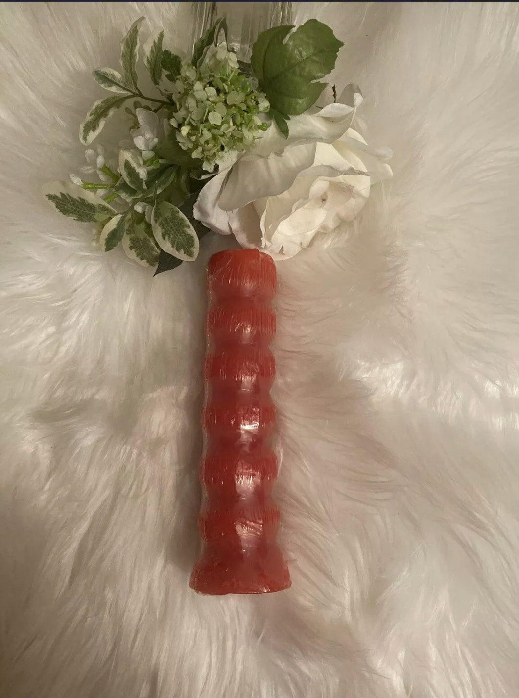 Red Seven 7 Knob Candle Love Romance Passion Wrapped Wax Candle Red