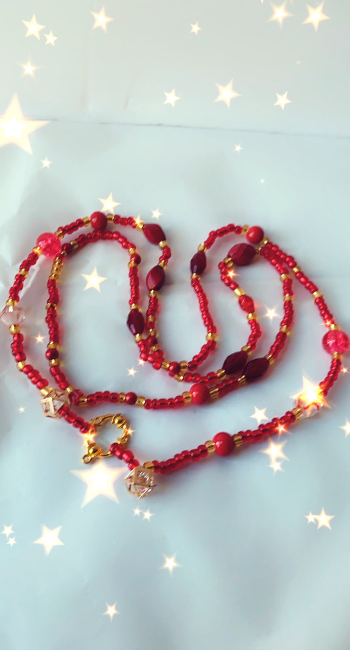 Fire  crystals and garnet gemstones waist beads