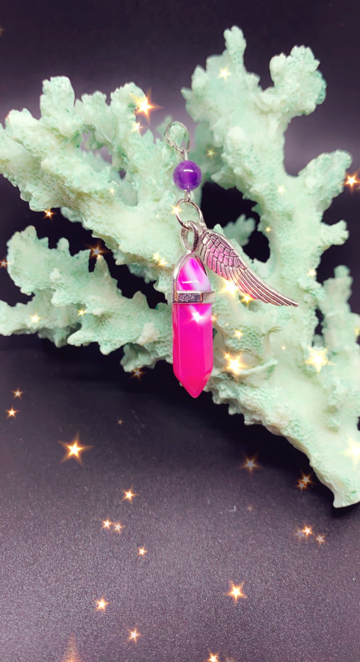 Rose Agate Amethyst Pendant