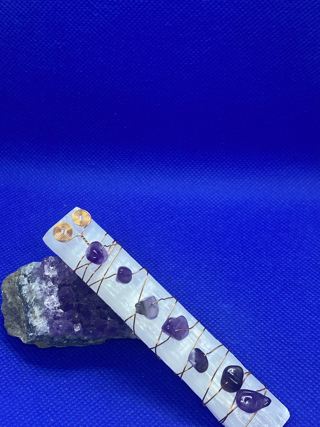 Amethyst Wand with (Selenite Crystal )
